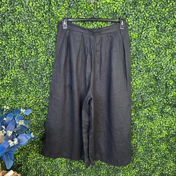 Anthropologie nwtblack Linen Pleated Culotte Trousers